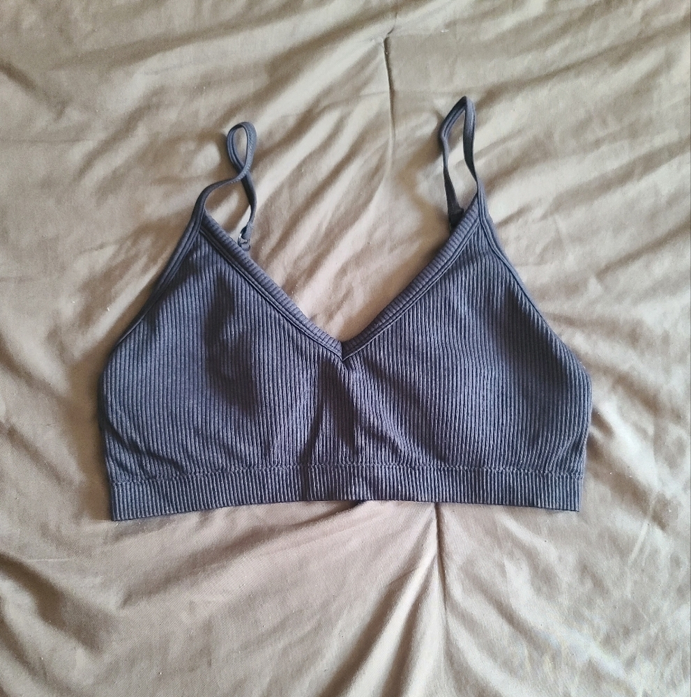 Women's Black Ribbed Bralette